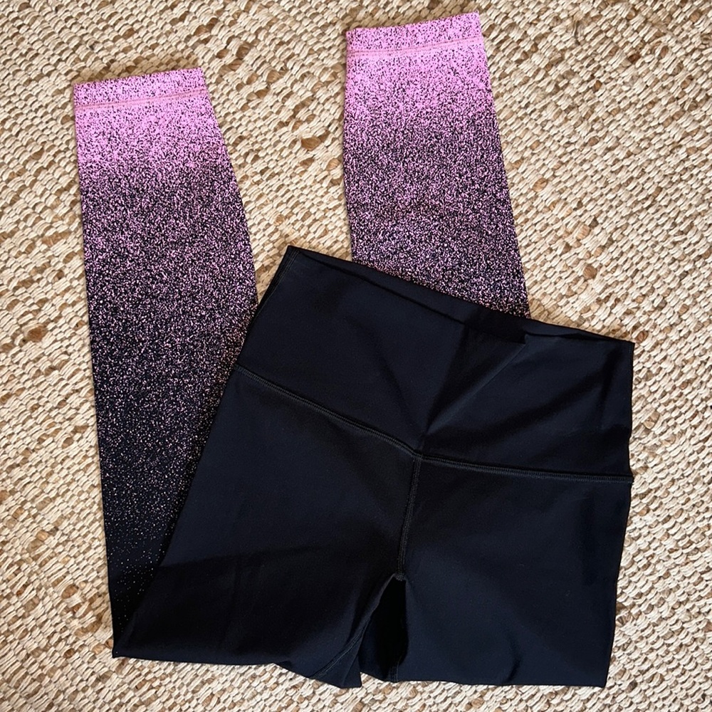 Lululemon Leggings. Black with pink speckle detail.